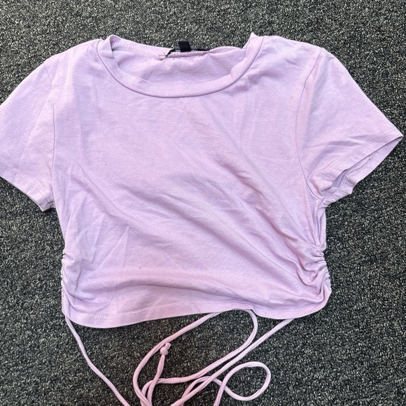 Ambiance Purple Ruched Crop T-Shirt - Picture 1 of 3